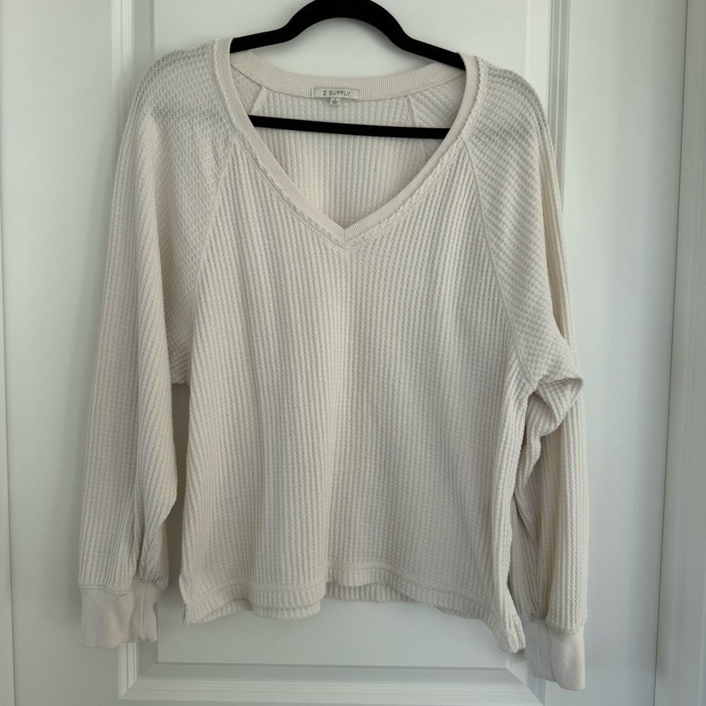 Z SUPPLY | Waffle Knit V-Neck Long Sleeve - Size Small